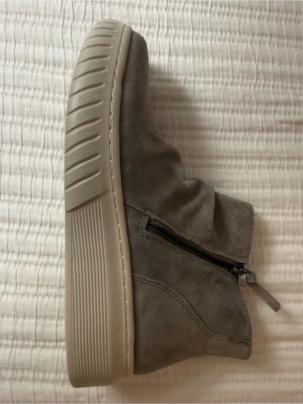 Sofft Women's Gray Suede Ankle Bootie with Side Zip